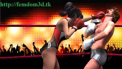  1boy 1girls 3d audience blood boxing boxing_gloves crowd female femdom fight fighting gloves leotard light-skinned_female light-skinned_male light_skin mixed_boxing ponytail punch red_boxing_gloves red_gloves tagme tied_hair white_boxing_gloves white_gloves 