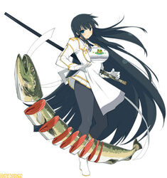  apron dekamori_senran_kagura fish food ikaruga_(senran_kagura) official_art senran_kagura senran_kagura_(series) yaegashi_nan 