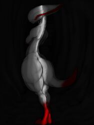  albino alien alien_(franchise) anthro ass big_butt black_background dark female heartman98 hi_res inside rear_view simple_background solo thick_thighs wide_hips xenomorph 