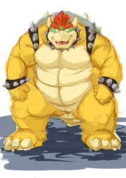  2011 2_horns anthro armband barazoku bowser bracelet collar front_view hair hi_res horn jewelry kemono koopa kotobuki looking_at_viewer male mario_bros muscular muscular_anthro muscular_male nintendo obese obese_anthro obese_male overweight overweight_anthro overweight_male red_hair scalie simple_background solo spiked_armband spiked_bracelet spiked_collar spikes standing white_background 