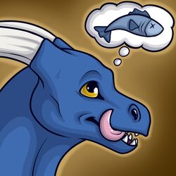  1:1 deerdaddy13 dragon ezurth feral fish headshot_portrait horn hungry icon licking licking_lips male marine mythological_creature mythological_scalie mythology open_mouth portrait scalie simple_background solo teeth thought_bubble tongue tongue_out yellow_eyes 