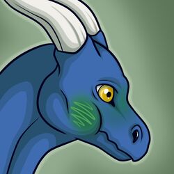  1:1 blue_body deerdaddy13 digital_media_(artwork) dragon ezurth feral headshot_portrait horn icon ill male mythological_creature mythological_scalie mythology portrait reaction_image scalie simple_background solo yellow_eyes 