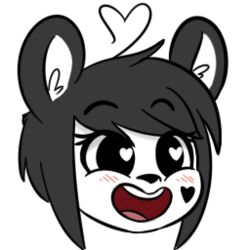  1:1 alpha_channel anthro bear blush female giant_panda heart_(marking) heart_eyes heart_symbol hitsuji ken_ashcorp kenny_(kenashcorp) low_res mammal markings reaction_image simple_background smile solo transparent_background 