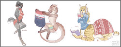  2019 4_toes 5_fingers absurd_res anthro araivis-edelveys barefoot blonde_hair blue_eyes bobcat book border breasts canid canine canis chakamil chakat claws clothed clothing digital_media_(artwork) digitigrade dragon dragoon_(avelos) feet felid felid_taur feline female fingers fur furred_dragon furred_scalie grey_border group hair herm_(lore) hi_res horn jacki_northstar lynx male mammal mammal_taur meme meme_clothing mythological_creature mythological_scalie mythology open_mouth pawpads paws pink_nose pink_pawpads purple_eyes reptile scalie scut_tail short_tail shorttail smile sweater tail taur teeth toe_claws toes tongue topwear ven_(avelos) virgin_killer_sweater wingless_dragon wolf 