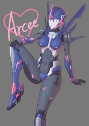  arcee autobot blue_eyes breasts female full_body legs mecha_girl transformers transformers_prime 