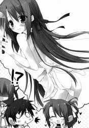  claire_rouge fianna_ray_ordesia kazehaya_kamito monochrome naked_apron seirei_tsukai_no_blade_dance 