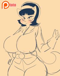  2016 anthro big_breasts breasts domestic_cat felid feline felis female hi_res huge_breasts kitty_katswell mammal nickelodeon patreon patreon_logo solo t.u.f.f._puppy toto_draw website_logo 