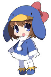  :d animal_hat blue_coat blue_eyes blue_footwear blue_hat blush boots bow brown_hair chibi coat commentary_request ecoco ekokuice female full_body fur-trimmed_coat fur-trimmed_sleeves fur_trim hair_between_eyes hat long_sleeves mittens open_mouth osaragi_mitama pantyhose penguin_hat pom_pom_(clothes) red_bow scarf short_hair smile solo standing white_mittens white_pantyhose white_scarf 