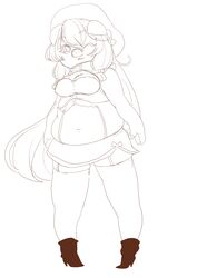  anthro domestic_pig hair long_hair mammal monochrome obese obese_anthro overweight overweight_anthro powderkona short_hair simple_background solo suid suina sus_(pig) 