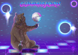  2016 ambiguous_gender bear blue_eyes bow_(feature) bow_tie disco disco_ball eosfoxx feral gummibjorn mammal sitting snow-wolf snow-wolf601 solo 