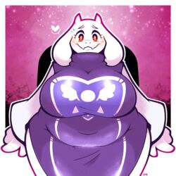  arch curvy fat female furry heart highres horns legendofnerd looking_at_viewer plump red_eyes solo thick_thighs thighs toriel undertale wide_sleeves 