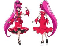  2girls aino_megumi alternate_form brooch choker clone cure_lovely cure_lovely_(cherry_flamenco) dress dual_persona earrings flower frills full_body hair_flower hair_ornament happinesscharge_precure! heart heart_brooch high_ponytail jewelry lipstick long_hair magical_girl makeup multiple_girls multiple_views official_art pink_eyes pink_hair ponytail precure red_dress red_flower red_rose red_wrist_cuffs rose satou_masayuki shoes smile standing transparent_background turnaround wide_ponytail wrist_cuffs 