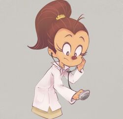  conoghi female luan_loud nickelodeon ponytail scrunchie simple_background solo stethoscope the_loud_house upper_body 