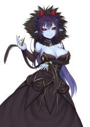  absurdres arm_under_breasts artist_name bad_link black_sclera blue_skin breast_hold breasts caleana cleavage colored_sclera colored_skin commission cosplay demon_(monster_girl_encyclopedia) demon_girl demon_horns detached_sleeves dress fate/apocrypha fate/grand_order fate_(series) female fur_collar hair_between_eyes highres horns large_breasts long_hair looking_at_viewer monster_girl_encyclopedia pointy_ears purple_hair red_eyes second-party_source semiramis_(fate) semiramis_(fate)_(cosplay) simple_background slit_pupils smile solo very_long_hair white_background 