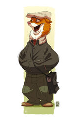  anthro blacksad clothing dave_montes hat headgear headwear jacket least_weasel male mammal mustelid musteline open_mouth simple_background solo topwear true_musteline weasel weekly white_background 