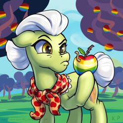  1:1 2015 annelid apple apple_pattern cutie_mark earth_pony earthworm equid equine female feral food food_print friendship_is_magic fruit fruit_print granny_smith_(mlp) hasbro hi_res horse karol_pawlinski mammal mature_female mature_feral my_little_pony plant plant_print pony solo worm zap_apple 