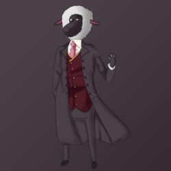  1:1 anthro blackliquidsorrow bovid caprine clothing coat eddie_noodleman hand_in_pocket illumination_entertainment male mammal necktie pockets sheep sing_(movie) solo standing suit topwear 