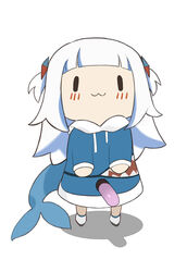  :3 absurdres blue_hoodie chibi female fins fish_tail gawr_gura gawr_gura_(1st_costume) glowstick grey_hair hair_ornament highres hololive hololive_english hood hoodie medium_hair moon_(yfsp7823) phallic_symbol sexually_suggestive shadow shark_girl shark_hair_ornament shark_tail simple_background smol_gura tail two_side_up virtual_youtuber white_background |_| 