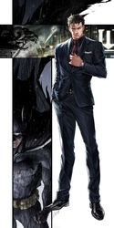  1boy absurdres bat_signal batman batman_(series) belt black_cape black_hair black_jacket black_pants black_shirt black_suit blood blood_on_clothes blood_on_hands blue_eyes bodysuit bruce_wayne cape clenched_hand closed_mouth collared_shirt dc_comics formal g0ringo grey_bodysuit highres jacket korean_commentary looking_at_viewer male_focus mask muscular muscular_male necktie night night_sky pants shirt short_hair sky solo suit superhero_costume watch wristwatch 