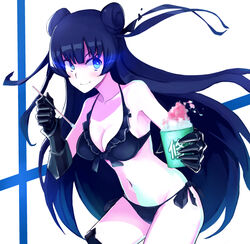  abyssal_ship bad_id bad_pixiv_id bauxite bikini black_bikini black_hair black_ribbon blue_eyes breasts bright_pupils cleavage closed_mouth collarbone cup double_bun drinking_straw female food frilled_bikini frills front-tie_bikini_top front-tie_top glowing glowing_eyes hair_bun hair_ribbon hands_up holding holding_cup holding_food ice_cream_cup kantai_collection large_breasts light_cruiser_oni long_hair looking_at_viewer navel ribbon shaved_ice side-tie_bikini_bottom solo spoon_straw swimsuit v-shaped_eyebrows very_long_hair weasel_(close-to-the-edge) white_background 