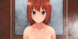  akatsuki_miho akemiho_tabi_nikki bad_id bad_pixiv_id black_eyes brown_hair female gendai_ninjakko_zukan kouno_hikaru nude onsen out-of-frame_censoring short_hair solo steam 