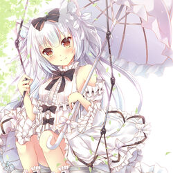  animal_ears azur_lane backlighting bare_shoulders black_bow black_bowtie blush boots bow bowtie breasts cat_ears cat_girl center_frills closed_mouth commentary_request cross-laced_clothes day detached_sleeves dress dress_bow female footwear_bow frilled_boots frilled_dress frilled_shirt_collar frilled_sleeves frilled_umbrella frills hair_between_eyes hair_ribbon hairbow head_tilt highres holding holding_umbrella knee_boots knees_up light_particles light_smile long_hair long_sleeves looking_at_viewer maya_(tirolpop) medium_breasts official_alternate_costume orange_eyes outdoors photoshop_(medium) puffy_long_sleeves puffy_sleeves ribbon ribbon-trimmed_sleeves ribbon_trim shoes sitting split_mouth swing tree tsurime two_side_up umbrella white_bow white_footwear white_hair white_ribbon white_umbrella wide_sleeves yukikaze_(azur_lane) yukikaze_(sovereign_of_the_swing)_(azur_lane) 