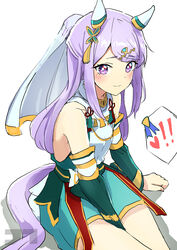  ! !! absurdres alternate_color animal_ears artist_logo bare_shoulders between_legs blue_eyes blush breasts chibi chibi_inset cosplay detached_sleeves dress ear_covers female hand_between_legs heart highres horse_ears horse_girl jtleeklm long_hair mejiro_mcqueen_(umamusume) multicolored_hair one_eye_closed open_mouth sash simple_background sleeveless sleeveless_dress small_breasts smile solo_focus spoken_exclamation_mark spoken_heart tokai_teio_(dream_butterfly_of_purple_clouds)_(umamusume) tokai_teio_(umamusume) tokai_teio_(umamusume)_(cosplay) umamusume upper_body veil watermark white_background white_dress 