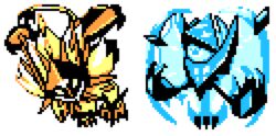  commentary english_commentary full_body multiple_monochrome necrozma necrozma_(dawn_wings) necrozma_(dusk_mane) no_humans pat_attackerman pixel_art pokemon pokemon_(creature) pokemon_rgby pokemon_rgby_(style) transparent_background 