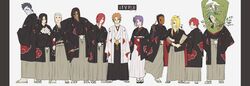  2019 6+boys bamboo black_hair blonde_hair blue_hair deidara_(naruto) female food grey_hair hair_ornament hakama hakama_pants hand_fan haori hidan_(naruto) highres hoshigaki_kisame japanese_clothes kakuzu_(naruto) kimono konan_(naruto) long_hair mask mochi multiple_boys nagato_(naruto) naruto naruto_(series) new_year nmu_(pixiv33847585) orange_hair pain_(naruto) pants purple_hair red_hair sandals sasori_(naruto) short_hair tobi_(naruto) uchiha_itachi white_background yahiko_(naruto) zetsu_(naruto) 