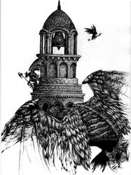  absurd_res ambiguous_gender bell_gargoyle dark_souls detailed feathered_wings feathers fromsoftware gargoyle greyscale group hi_res jpropain membrane_(anatomy) membranous_wings monochrome monster simple_background white_background wings 