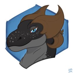  1:1 black_body black_scales c-fed dragon female headshot_portrait horn icon looking_at_viewer mythological_creature mythological_scalie mythology portrait pyzayt scales scalie solo 