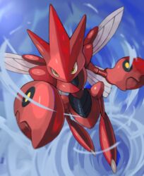  commentary_request full_body highres no_humans pokemon pokemon_(creature) scizor solo tesshii_(riza4828) yellow_eyes 