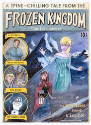  2boys 2girls anna_(frozen) bad_link cover dress elsa_(frozen) frozen_(disney) hans_(frozen) horrified kristoff_(frozen) lantern lightning magazine_cover mountain multiple_boys multiple_girls olaf_(frozen) parody reindeer snow sven_(frozen) 