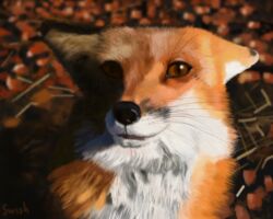  ambiguous_gender black_nose brown_eyes canid canine detailed feral fox fur hi_res leaf looking_at_viewer male_(lore) mammal multicolored_body multicolored_fur orange_body orange_eyes orange_fur photorealism ronron solo swish white_body white_fur 