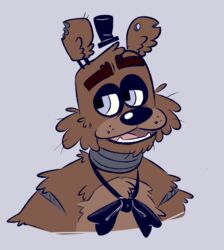  2020 ambiguous_gender animatronic anthro bear blue_eyes bow_tie brown_body brown_fur clothing digital_media_(artwork) five_nights_at_freddy&#039;s five_nights_at_freddy&#039;s_2 freckles fur hat headgear headwear looking_aside machine male mammal multicolored_body multicolored_fur notched_ear open_mouth robot scottgames sharp_teeth simple_background skkortysoup smile solo teeth tongue top_hat two_tone_body two_tone_fur ursine withered_freddy_(fnaf) 