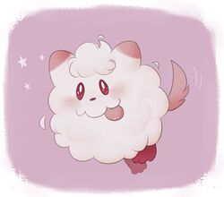  badcactus blush fur generation_6_pokemon nintendo pink_background pink_body pink_fur pokemon pokemon_(species) red_eyes red_nose simple_background solo star swirlix tongue white_body white_fur 