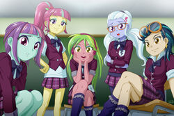  5girls indigo_zap lemon_zest multiple_girls my_little_pony my_little_pony_equestria_girls my_little_pony_friendship_is_magic school_uniform sour_sweet sugar_coat sunny_flare tagme uotapo 