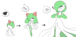  ! age_progression breasts candy closed_eyes female food full_body gallade gardevoir green_hair hair_over_eyes hair_over_one_eye hand_up hands_up kirlia looking_down multiple_views no_humans open_mouth photoshop pokemon pokemon_(creature) pokemon_dppt pokemon_rse ralts sealguy short_hair simple_background small_breasts smile solo standing surprised tears white_background white_eyes 