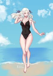  breasts edelgard_von_hresvelgr_(fire_emblem) female fire_emblem fire_emblem:_fuukasetsugetsu nintendo smile swimsuit white_hair 