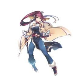  amazuyu_tatsuki animal_ears bridal_gauntlets female floating_hair full_body hair_ornament hairpin highres holding holding_sword holding_weapon katana long_hair long_sleeves looking_at_viewer non-web_source official_art purple_hair sheath sheathed smile solo sword touka_(utawarerumono) transparent_background utawarerumono utawarerumono:_lost_flag very_long_hair weapon 