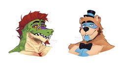  16:9 anthro bow_tie clothing duo face_only five_nights_at_freddy&#039;s five_nights_at_freddy&#039;s:_security_breach glamrock_freddy hat headgear headwear hi_res male male/male montgomery_gator mr_sharky scottgames steel_wool_studios widescreen 