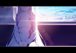  aiguillette blood blood_on_clothes blood_on_face blue_archive blue_hair braid closed_mouth colored_inner_hair diffraction_spikes epaulettes female game_cg general_student_council_president_(blue_archive) head_out_of_frame highres jacket lens_flare letterboxed long_hair long_sleeves medal military_uniform multicolored_hair non-web_source official_art pink_hair single_braid sitting solo two-tone_hair uniform very_long_hair white_jacket 