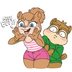  absurd_res alpha_channel alvin_and_the_chipmunks alvin_and_the_chipmunks_(live-action) anthro bangs blue_eyes blush bottomless bottomwear bracelet brittany_miller brown_body brown_fur brown_hair buckteeth chipmunk chubby_cheeks clothed clothing curvy_figure dialogue duo eyebrows female fur green_eyes ground_squirrel hair hands_to_mouth hi_res hoodie hoodie_only hotpants humor jewelry lips male mammal multicolored_body multicolored_fur pattern_clothing pillothestar pink_nose ponytail puffed_cheeks raised_eyebrows raised_tail reaction_image rodent scene_parody sciurid shirt shorts simple_background slightly_chubby slightly_chubby_male space_jam striped_body striped_clothing striped_fur stripes surprised_expression tail tail_motion tailwag tan_body tan_fur tank_top taunting teasing teeth text theodore_seville thick_bottom_lip thick_thighs topwear topwear_only transparent_background two_tone_body two_tone_fur warner_brothers wide_eyed wide_hips yelling 