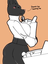  3:4 anthro ass black_body black_fur breast_squish breasts butt_focus clothed clothing domestic_cat felid feline felis female fur hi_res mammal rizal_ok shopping solo squish thick_thighs white_clothing 