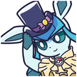  1:1 2023 alpha_channel ambiguous_gender blue_body blue_fur clothing digital_media_(artwork) eeveelution endwl feral frilly fur generation_4_pokemon glaceon green_body green_eyes green_fur hat headgear headwear nintendo paws pokemon pokemon_(species) solo tea_party_style_glaceon top_hat 