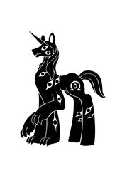  1_horn 2015 3_claws 6_legs alternate_species black_and_white chest_eye clawed_hooves claws cutie_mark digital_drawing_(artwork) digital_media_(artwork) equid equine eyes_on_arms eyes_on_legs feral front_view full-length_portrait greek_text hasbro hi_res hooves horn horse klavigar_nadox male mammal mane monochrome multi_eye my_little_pony mythological_creature mythological_equine mythology omega_symbol paws ponification pony portrait quadruped scp_foundation sewn_mouth sharp_horn side_view silhouette simple_background solo standing straight_horn sunnyclockwork tail text three-quarter_view unguligrade unicorn unicorn_horn white_background white_text 