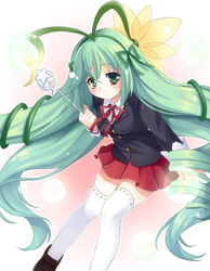  alraune_(p&amp;d) bad_id bad_pixiv_id blazer female flower green_eyes green_hair hikataso jacket long_hair puzzle_&amp;_dragons skirt thighhighs very_long_hair wand 