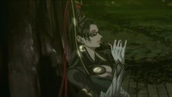  animated animated bayonetta bayonetta:_bloody_fate bayonetta_(character) black_hair breasts candy elbow_gloves female glasses gloves lollipop long_hair lowres 