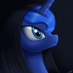  1:1 2016 black_background blue_body blue_eyes blue_fur blue_hair equid equine female feral friendship_is_magic frown fur hair hasbro hood horn jeki mammal my_little_pony mythological_creature mythological_equine mythology portrait princess_luna_(mlp) simple_background solo unicorn 