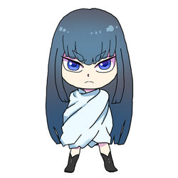  blue_eyes chibi cloak commentary_request female kill_la_kill kiryuuin_satsuki long_hair solo uri_(uryu002) 